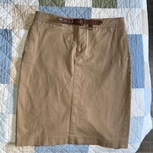 Vintage Ralph Lauren Tan Skirt with Brown Built in Belt Design